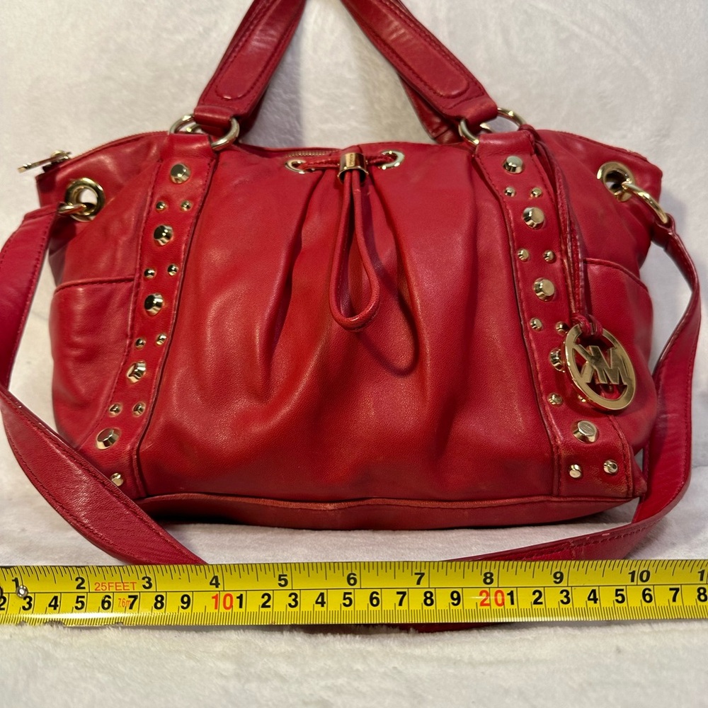 Michael Kors red satchel with shoulder strap